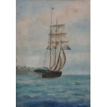 A pair of Italian School watercolours, shipping scenes, framed and glazed, largest overall 50 x