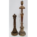 Two carved giltwood table lamp bases, the tallest 77cm.