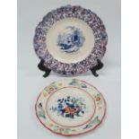 Two early 19th century pearlware plates, one transfer decorated 'The Playmates', diameter 21cm,