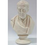 A Copeland manner bust of 'The Duke of Wellington', raised on a socle and inscribed to rear 'Jos