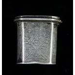 A mid 18th century British provincial silver patch box of octagonal form, the lid engraved with