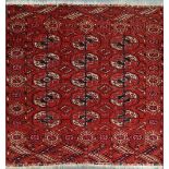 An early 20th century Turkoman Tekke Bokhara rug, 92 x 92cm.