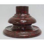 A late 19th century Cornish turned red serpentine inkstand of substantial proportions, height