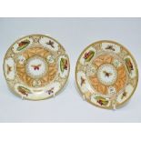 A pair of early 19th century English side plates gilt decorated and hand painted with butterflies,