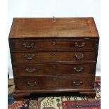 A late 18th century mahogany bureau with well fitted interior above four graduated drawers and