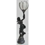 After Louis Moreau 'Le Rythme De La Vague', an Art Nouveau style table lamp, height 68cm.