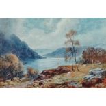 JOHN MACWHIRTER (1839-1911) Midst Mountain And Lake Watercolour Signed Framed and glazed Picture