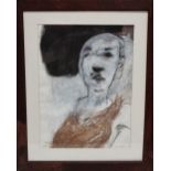 NANCY HENDERSON (XX-XXI) Woman In Brown Pastel and watercolour Signed and dated 91 Framed and glazed