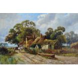 WALTER NORFOLK (XIX-XX) Horse And Cart On The Farm Oil on canvas Signed Framed Picture size 49 x