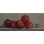 DEBORAH JONES (1921-2012) Still Life Apples Oil on board Signed Framed Picture size 14 x 34cm
