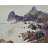 HENRY MEYNELL RHEAM (1859-1920) Kynance Cove Watercolour Signed Framed and glazed Picture size 39.