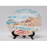 SIMEON STAFFORD (B.1956) St Michael's Mount Oil on ceramic plate, found object Signed Signed and