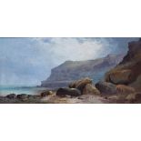 J. BRETT 19th Century English School Coastal Scene Oil on canvas Signed Framed Picture size 20 x