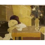 ALDO SALVADORI (1905-2002) Lady At The Table Limited edition print 26/200 Signed to mount