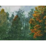 Evening Light, Beaulieu Garden, Lincoln Mass. USA Watercolour Initialled F.K.B. Dated 12th October