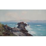 FREDERICK JOHN WIDGERY (1861-1942) Headland Rocks, Newquay Oil on card Signed Framed and glazed