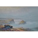 CLAUDE MONTAGUE HART (1869-1952) Lizard Point From Yellow Carn Above Lion Rock Watercolour Signed