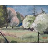 FRANKLIN WHITE (1892-1975) Trees In Blossom Oil on canvas Signed Framed Picture size 39 x 49cm