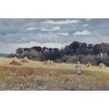 ALICE SQUIRE (1840-1936) Harvest Time With Poppies Watercolour Signed Framed and glazed Picture size