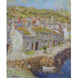 MARY DUNCAN (1885-1964) The Old Wharf, Mousehole Oil on board Signed Framed Picture size 59 x 49cm