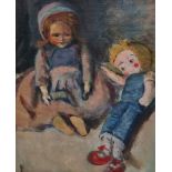 CONSTANCE PARISH BUCHANAN (1908-2001) Dolls Oil on board Indistinctly initialled Framed Picture size