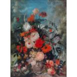 19th Century English School Still Life Flowers Oil on canvas Initialled GK Framed Picture size 75