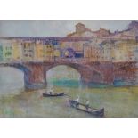LEONARD RICHMOND (1889-1965) Ponte Vecchio, Florence Pastel Signed and dated 1922 Framed and glazed