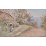 KATE E. BOOTH (act.1850-1899) Roadside Cottage, near Egton, Yorks Watercolour Signed and dated