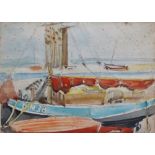 Fishing Boats, Blackwater Estuary, Maldon Watercolour Framed and glazed Picture size 25.5 x 36cm