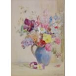 LEONI WALKER Still Life Flowers Watercolour Signed and dated 1937 Framed and glazed Picture size