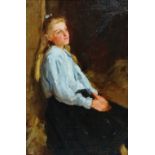 Study of a young girl Oil on board Indistinctly signed Zorn? Framed Picture size 31 x 20cm Overall