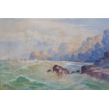 ELLIOT Stormy Weather, Newquay Watercolour Signed and dated 1903 Framed and glazed Picture size 33 x