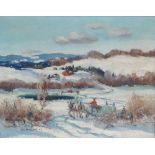 R.S. MASLEAY? Winter Scene With Sled Oil on canvas Signed and dated 48 Picture size 29 x 37cm
