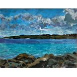 MARTIN COLLINS (B.1941) Crow Sound, Isles Of Scilly Acrylic Signed Framed and glazed Picture size 35