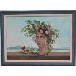 DEBORAH JONES (1921-2012) Spring Garland With Nesting Bird Oil on board Signed Framed Picture size