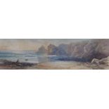 SYDNEY ERNEST HART (1867-1921) Lion Rock From Pentreath Beach Watercolour Signed Framed and glazed