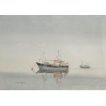 FRED UGLOW Fishing Boats A pair of watercolours Signed Framed and glazed Picture size 24 x 34cm