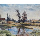 NORMAN BUCHANAN (1910-2004) The Stour Near Nayland, Suffolk Oil on board Framed Picture size 26 x
