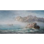 CLAUDE MONTAGUE HART (1869-1952) Mist At Scovarn Rock Mullion Watercolour Signed Framed and glazed