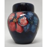 Moorcroft - W. Moorcroft, a ginger jar decorated with anemones, bears paper label No.769 for 'W.
