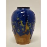 Atelier D'Art Labrec - A bullet shaped short vase with drip glaze enamel decoration, stamped to