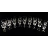 Crystal glass - A set of four pedestal wine glasses, a set of six sherry glasses, a set of four