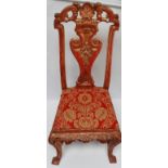 18th/19th century Dutch single chair - Manner of Daniel Marrow, a gilt chair with carved detail of a