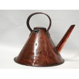 Victorian copper - A 19th century tapered stove top kettle with loop handle and folded joint, height