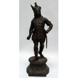 Norse warrior/Viking - A large and impressive spelter figure of a Norse warrior raised on a plinth