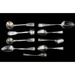 Nine silver teaspoons, Georgian and later, various maker's including William Eley and George