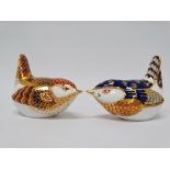 Royal Crown Derby paperweights - Two paperweights modelled as wrens, one in red colourway (1997),