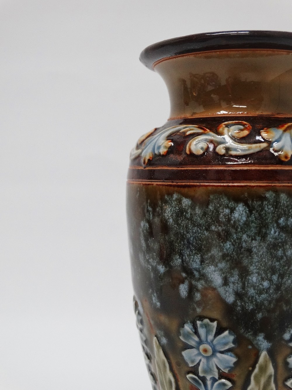 Royal Doulton - A squat baluster vase with bas relief, No.3148, maker's mark HB?, height 17cm, - Image 3 of 5