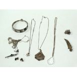 A quantity of costume jewellery, mostly silver.