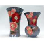 Royal Doulton England - Model D6227, two vases with wild rose decoration, one with flared rim,